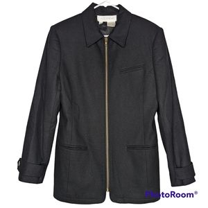 111 State Jacket Women's Sz M Black Wool Jacket Front Zip 3 Pockets Fully Lined